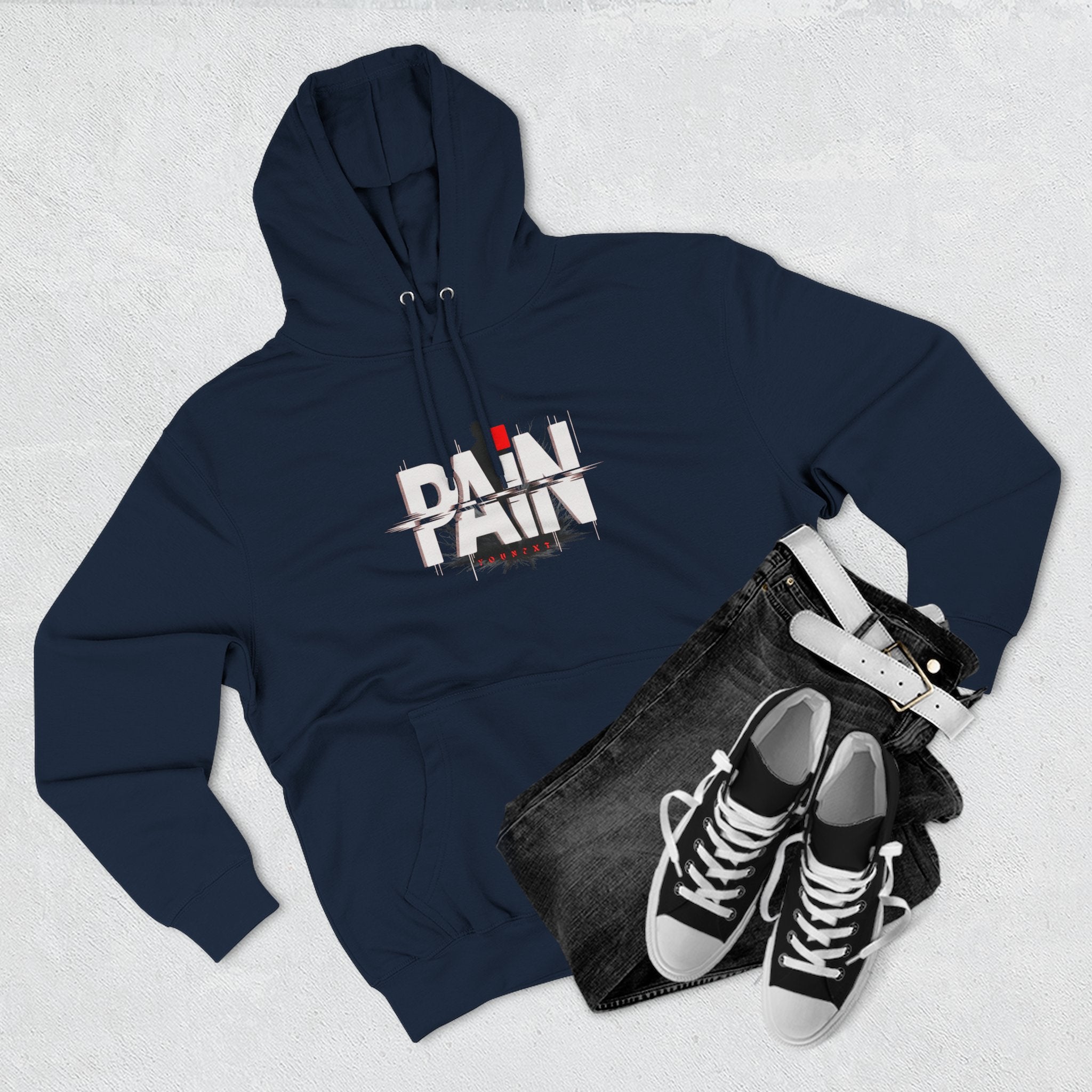 Pain Hoodie - Graphic Three-Panel Fleece Pullover