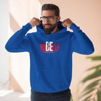 Be Yourself Hoodie — Bold Red & White Typography Fleece Pullover