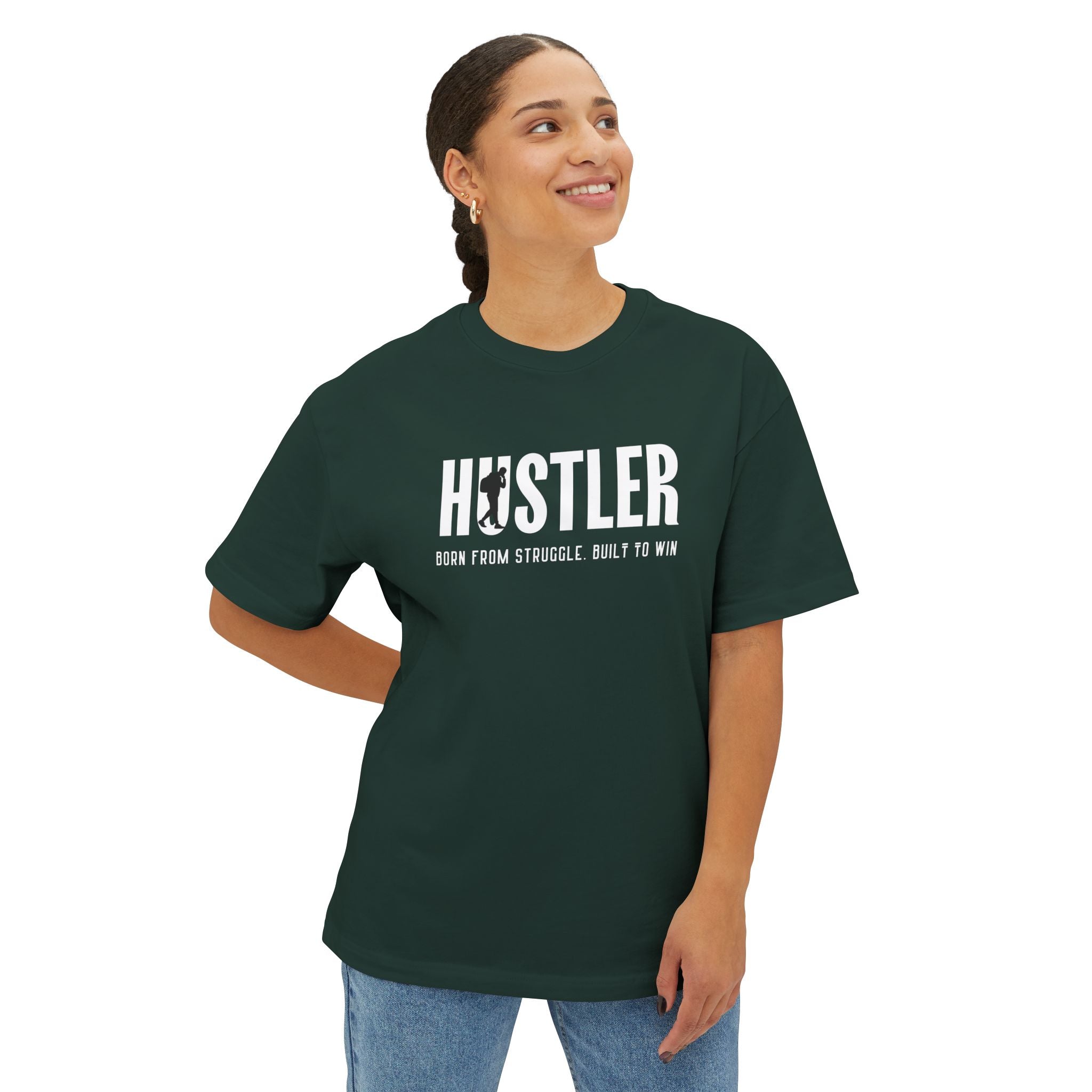 Hustler Graphic Tee — Oversized Boxy T-Shirt for Go-Getters