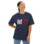 Hustler Graphic Tee — Bold Red & White Urban Streetwear Boxy Shirt