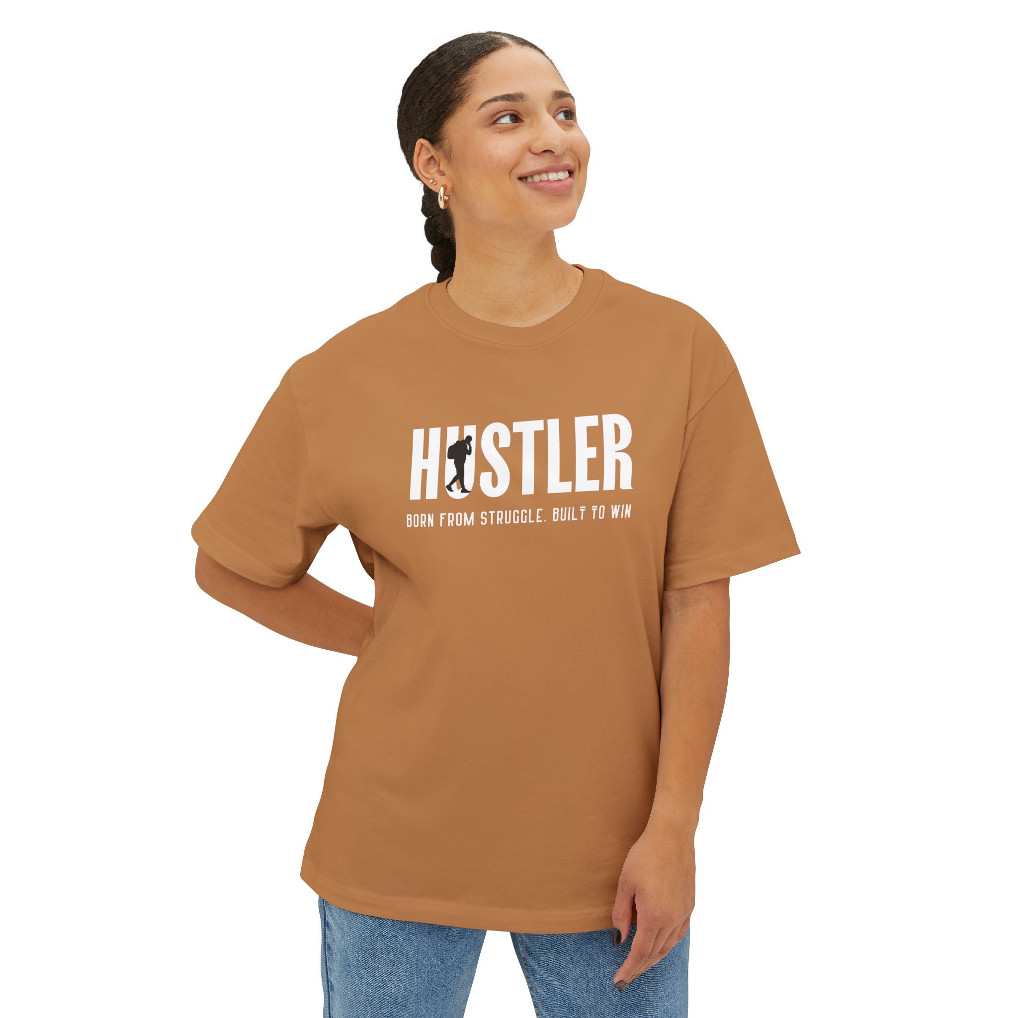 Hustler Graphic Tee — Oversized Boxy T-Shirt for Go-Getters