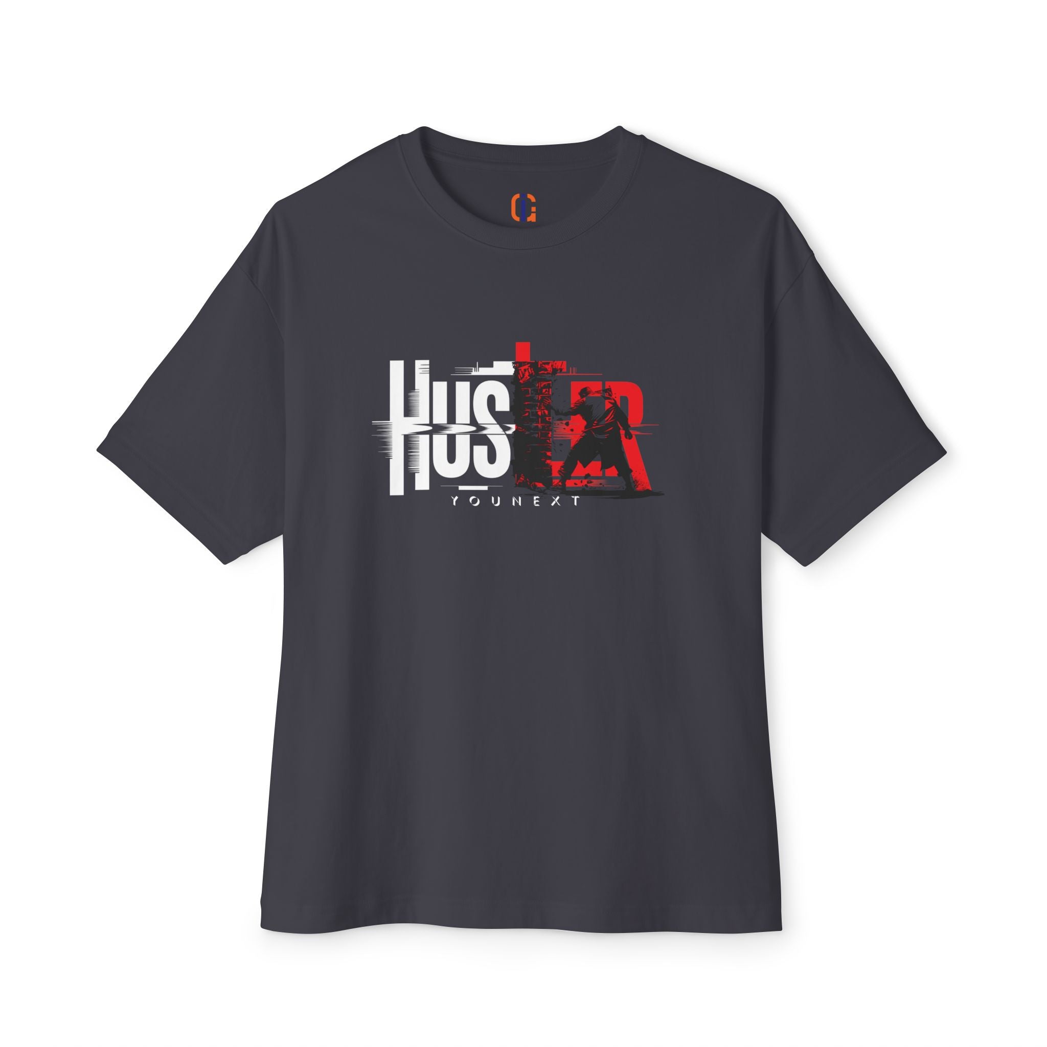 Hustler Graphic Tee — Bold Red & White Urban Streetwear Boxy Shirt