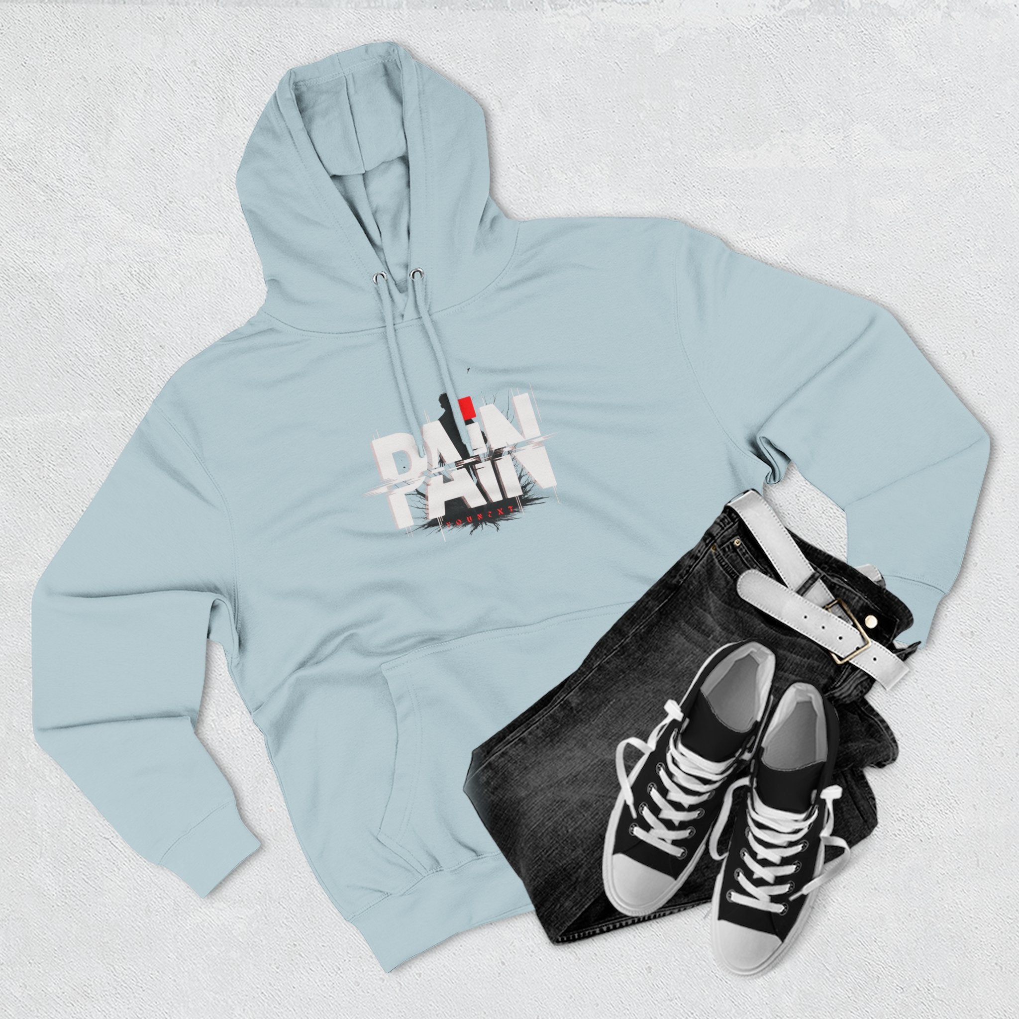 Pain Hoodie - Graphic Three-Panel Fleece Pullover