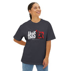 Hustler Graphic Tee — Bold Red & White Urban Streetwear Boxy Shirt