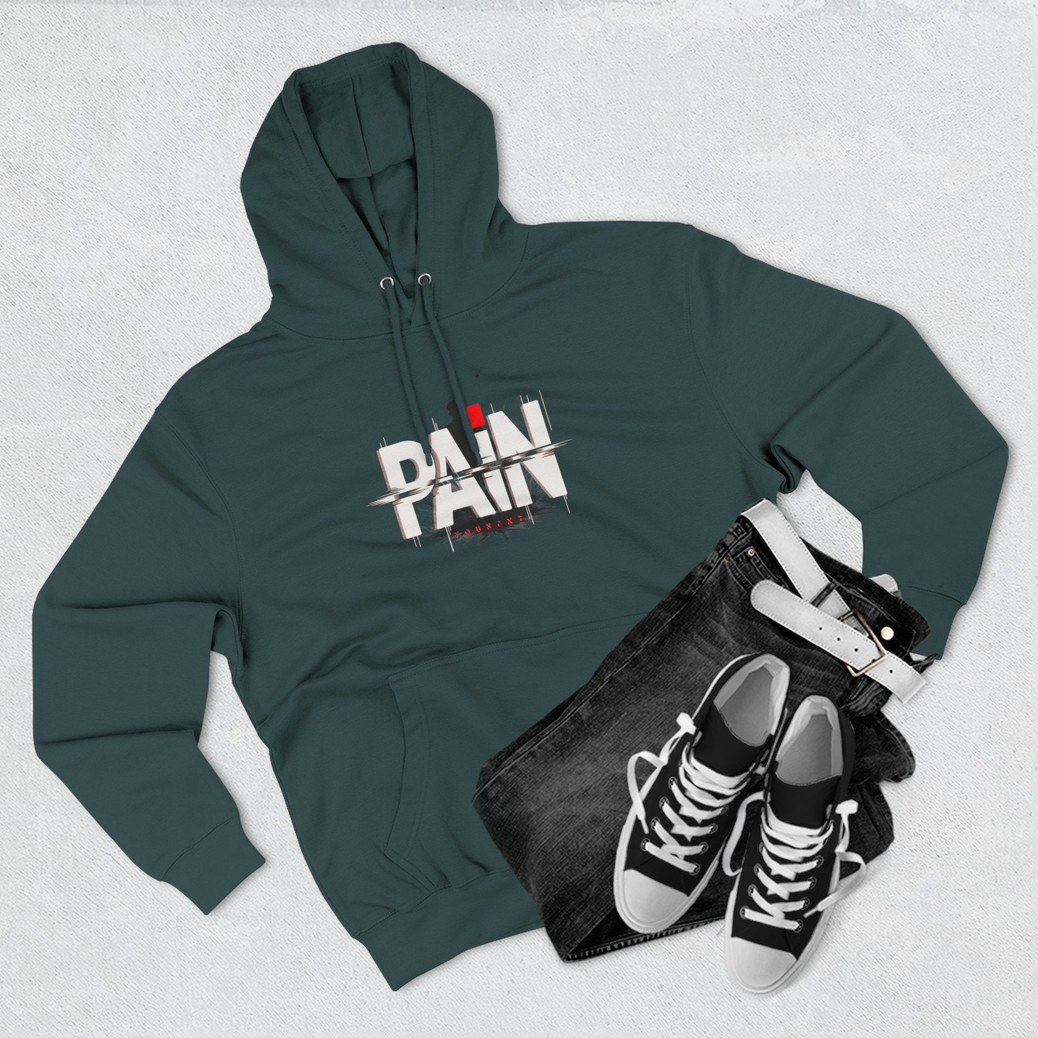 Pain Hoodie - Graphic Three-Panel Fleece Pullover