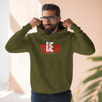 Be Yourself Hoodie — Bold Red & White Typography Fleece Pullover