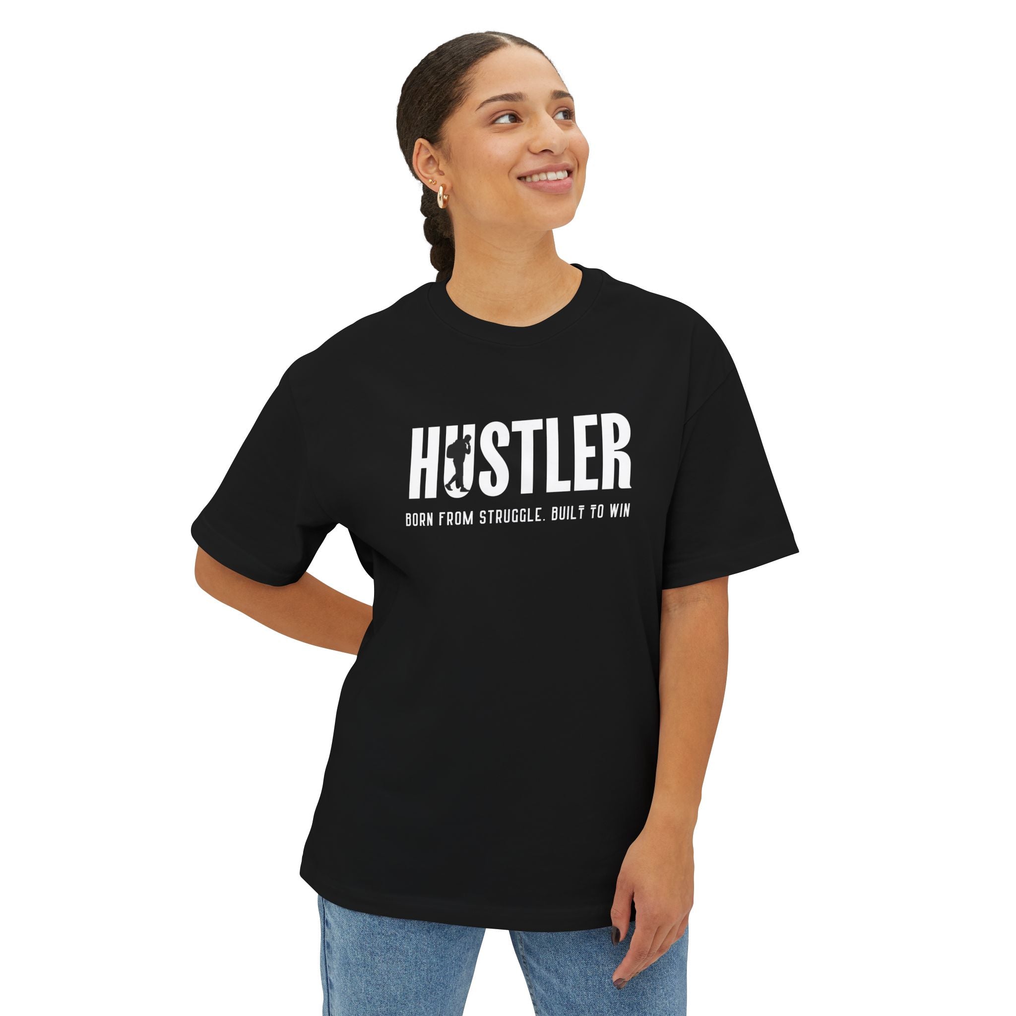 Hustler Graphic Tee — Oversized Boxy T-Shirt for Go-Getters