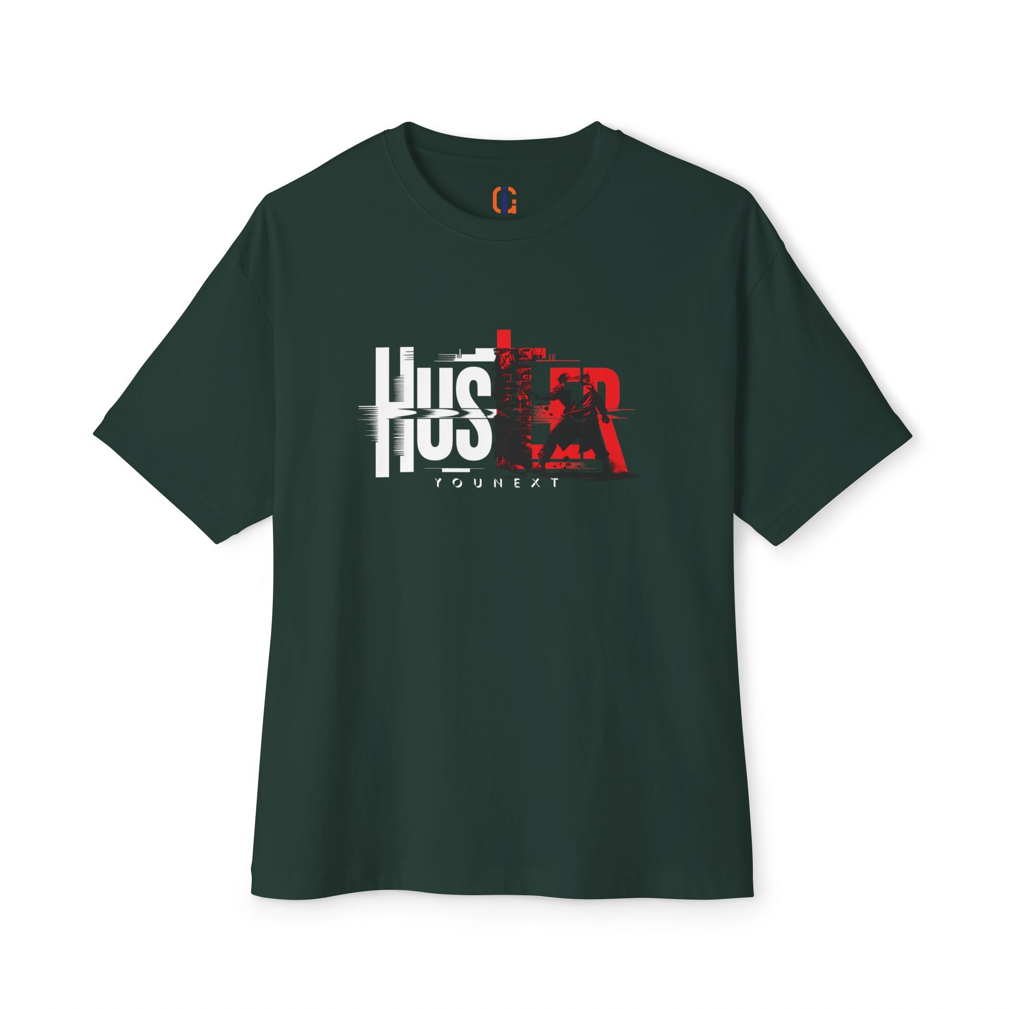 Hustler Graphic Tee — Bold Red & White Urban Streetwear Boxy Shirt